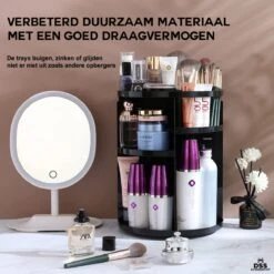 ESSIBLE Make-Up Organizer - 360° Roterend - Opbergbox - Opbergdoos Cosmetica - Sieradendoos - Nagellak - Lippenstift - Zwart -Cosmetica Promotiewinkel 1200x1200 555