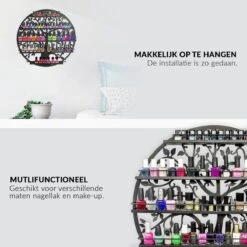Confibel Nagellak Houder - Nagellak Flesjes Organizer - Essentiële Oliën Organizer - Rek Voor Flesjes - Wanddecoratie - Zwart -Cosmetica Promotiewinkel 1200x1200 586