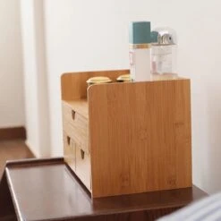 Merkloos Decopatent® Luxe Make-up Organizer Met 3 Lades - Cosmetica Organizer Make Up Met Schuiflade Bamboe Hout - Cosmeticahouder - Toren -Cosmetica Promotiewinkel 1200x1200 595