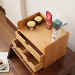 Merkloos Decopatent® Luxe Make-up Organizer Met 3 Lades - Cosmetica Organizer Make Up Met Schuiflade Bamboe Hout - Cosmeticahouder - Toren -Cosmetica Promotiewinkel 1200x1200 596