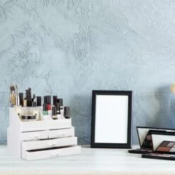 Relaxdays Make-up Organizer - Tweedelig - Cosmetica Opbergdoos - Wit -Cosmetica Promotiewinkel 1200x1200 605