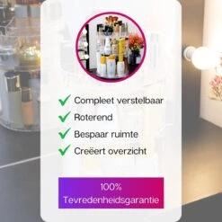 LuZana Make-Up Organizer - Beauty Organizer Voor Make Up - 360° Roterend - Opbergbox - Opbergdoos Cosmetica - Sieradendoos - Nagellak - Lippenstift - Transparant - Cadeautje Voor Vrouw -Cosmetica Promotiewinkel 1200x1200 611