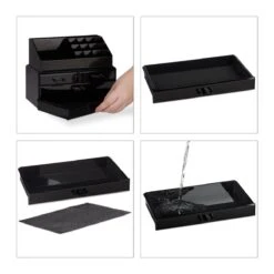 Relaxdays Make-up Organizer - Tweedelig - Cosmetica Opbergdoos + Lippenstift Houder - Zwart -Cosmetica Promotiewinkel 1200x1200 629