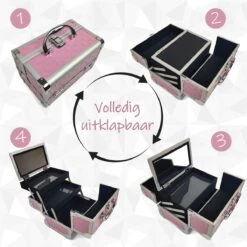 Make Up Koffer Meisjes En Dames Roze - Make Up Organizer Met Spiegel - Cosmetica Koffer - Beautycase Koffer -Cosmetica Promotiewinkel 1200x1200 641