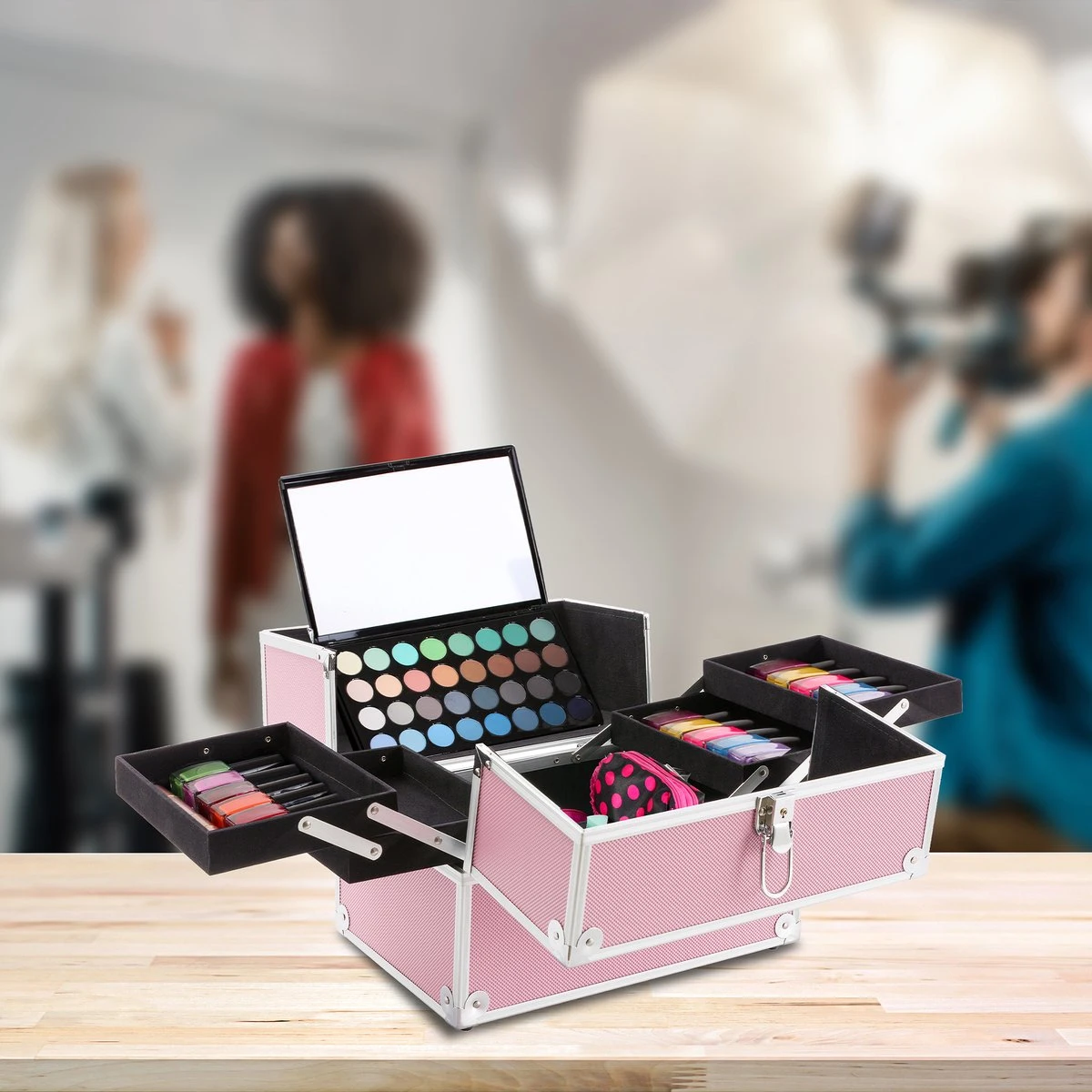 AREBOS Cosmeticakoffer Beauty Case Multikoffer 15 L Roze 4 AREBOS Cosmeticakoffer Beauty Case Multikoffer 15 L Roze - Afbeelding 2