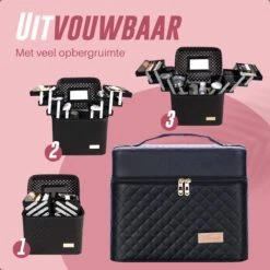 Make Up Koffer En Organizer - Beautycase Met Spiegel - Dames - Cosmetica En Visagie - Zwart -Cosmetica Promotiewinkel 1200x1200 652