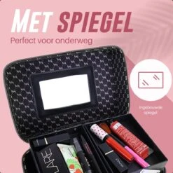 Make Up Koffer En Organizer - Beautycase Met Spiegel - Dames - Cosmetica En Visagie - Zwart -Cosmetica Promotiewinkel 1200x1200 655