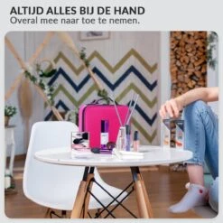 Cosmetica Koffer - Make-up Koffer Met Verstelbare Vakken - Visagie En Nagelstyliste Beauty Koffer - 26x23x9CM - Roze -Cosmetica Promotiewinkel 1200x1200 659
