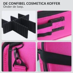 Cosmetica Koffer - Make-up Koffer Met Verstelbare Vakken - Visagie En Nagelstyliste Beauty Koffer - 26x23x9CM - Roze -Cosmetica Promotiewinkel 1200x1200 660