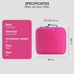 Cosmetica Koffer - Make-up Koffer Met Verstelbare Vakken - Visagie En Nagelstyliste Beauty Koffer - 26x23x9CM - Roze -Cosmetica Promotiewinkel 1200x1200 664