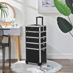 XXL PRO Visagie Beauty Case Koffer Trolley - Nagelkoffer Op Wielen Voor Makeup Of Cosmetica - Grote Uitklapbare Opbergsysteem Nagel Styliste Kapster - Zwart -Cosmetica Promotiewinkel 1200x1200 693