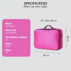 Cosmetica Koffer - Make-up Koffer Met Verstelbare Vakken - Visagie En Nagelstyliste Beauty Koffer - 37x27x13CM - Roze -Cosmetica Promotiewinkel 1200x1200 708