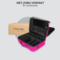 Cosmetica Koffer - Make-up Koffer Met Verstelbare Vakken - Visagie En Nagelstyliste Beauty Koffer - 37x27x13CM - Roze -Cosmetica Promotiewinkel 1200x1200 710