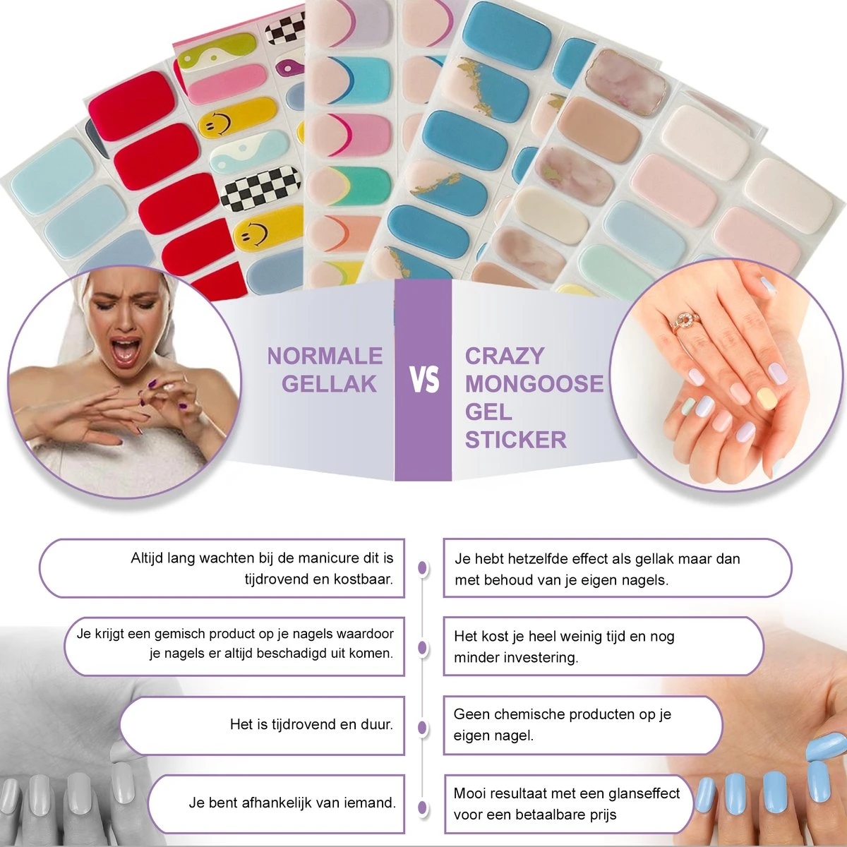 Crazy Mongoose, Gellak Sticker, Semi Uitgeharde Gelnagel Sticker, Nagelsticker, Gellak, Rood 7 Crazy Mongoose, Gellak Sticker, Semi Uitgeharde Gelnagel Sticker, Nagelsticker, Gellak, Rood - Afbeelding 5