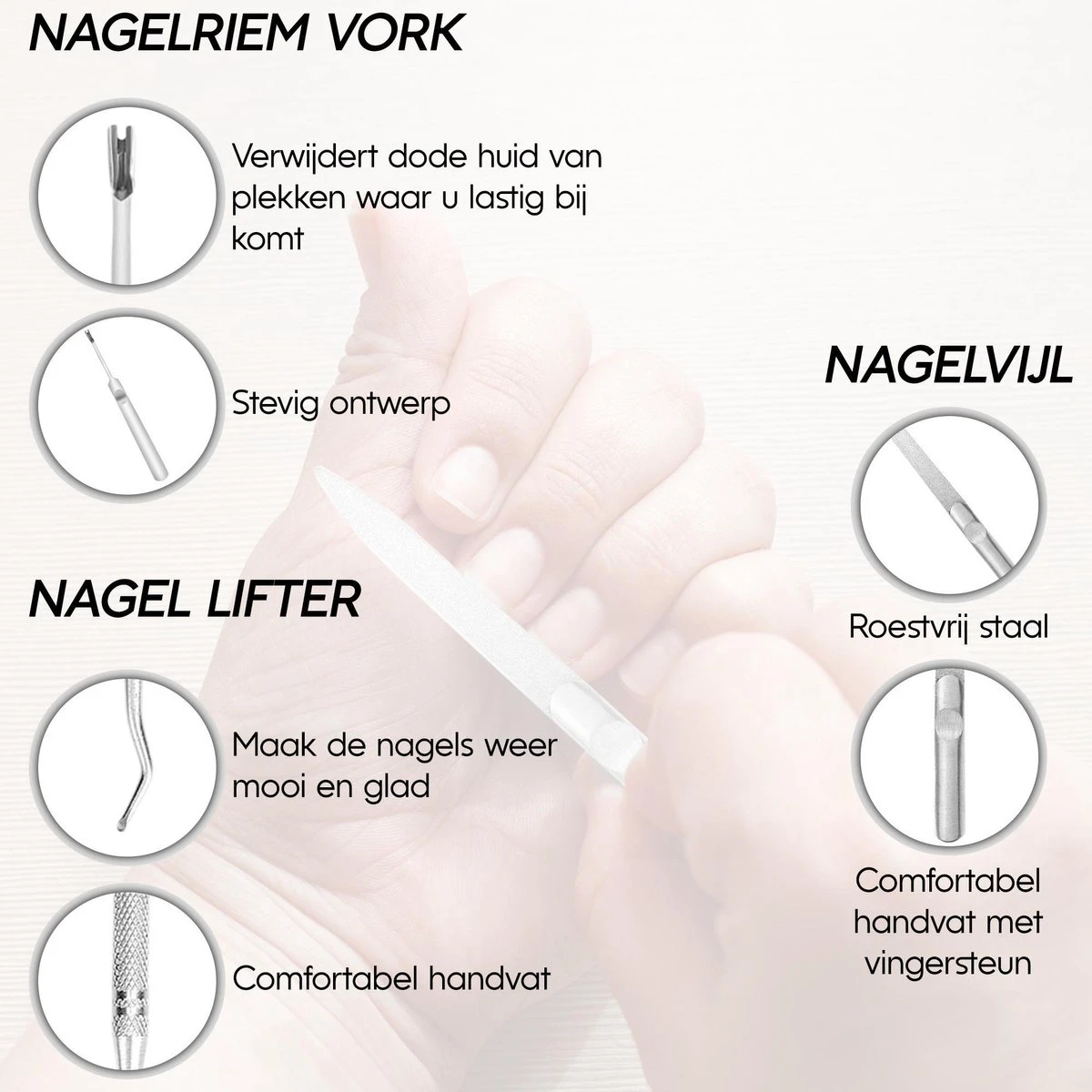 Thumbs Up 6-Delige Nagel Set - Ingegroeide Teennagel - Nageltang Met Bufferveer- Teennagelknipper - Nagelknipper Set - Zilver 7 Thumbs Up 6-Delige Nagel Set - Ingegroeide Teennagel - Nageltang Met Bufferveer- Teennagelknipper - Nagelknipper Set - Zilver - Afbeelding 5