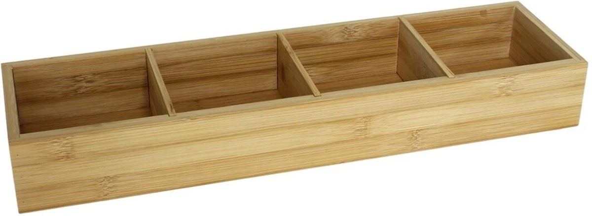 Gerim - Make-up Sorteer Organizer 4-vaks Bakje 44 X 10 X 6 Cm Bamboe 5 Gerim - Make-up Sorteer Organizer 4-vaks Bakje 44 X 10 X 6 Cm Bamboe - Afbeelding 3