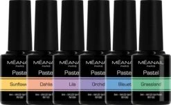 Méanail - Gellak - Pastel - Flowers - Gel Nagellak - 6 X 8ml -Cosmetica Promotiewinkel 1200x733 2