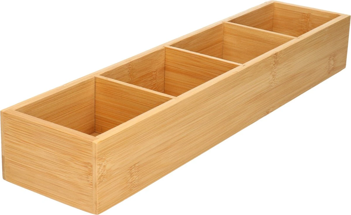 Gerim - Make-up Sorteer Organizer 4-vaks Bakje 44 X 10 X 6 Cm Bamboe 3 Gerim - Make-up Sorteer Organizer 4-vaks Bakje 44 X 10 X 6 Cm Bamboe