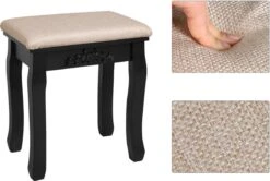 Merkloos Kaptafel, Kaptafel Met Grote Spiegel Zonder Frame, Toilettafel, Kaptafel, Voor Make-up, Gewatteerde Kruk, 5 Laden, Verplaatsbare Opbergdoos, Zwart RDT25BK -Cosmetica Promotiewinkel 1200x805 1