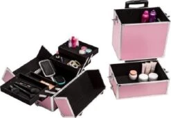 TecTake Cosmetica Koffer Met 3 Etages - Roze - Make-up Koffer -Cosmetica Promotiewinkel 1200x826 1