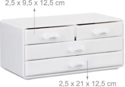 Relaxdays Make-up Organizer - Tweedelig - Cosmetica Opbergdoos - Wit -Cosmetica Promotiewinkel 1200x834 1