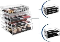 SONGMICS Make-up Organiser, 2-delige Opbergdozen Voor Sieraden En Cosmetica, Stapelbaar, Met 5 Laden, Transparant Polystyreen JMU32TP 10 SONGMICS Make-up Organiser, 2-delige Opbergdozen Voor Sieraden En Cosmetica, Stapelbaar, Met 5 Laden, Transparant Polystyreen JMU32TP -Cosmetica Promotiewinkel 1200x846