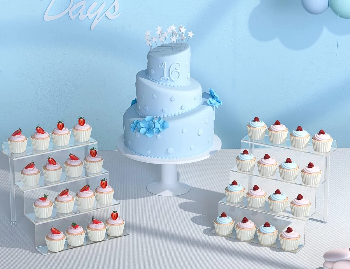 Janaden 4-traps Acryl Riser Display Standaard Voor Amiibo Funko POPS, Transparant Display Plank Organizer Cupcake Dessert Standaard Acryl Riser Voor Het Bekijken En Decoreren 5 Janaden 4-traps Acryl Riser Display Standaard Voor Amiibo Funko POPS, Transparant Display Plank Organizer Cupcake Dessert Standaard Acryl Riser Voor Het Bekijken En Decoreren - Afbeelding 3