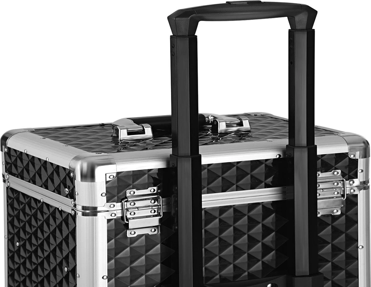 Songmics Kapperskoffer - Cosmetica Trolley - Cosmetica Koffer - Make-up Koffer - Visagie Koffer - Make Up Trolley - Op Wielen - Zwart 6 Songmics Kapperskoffer - Cosmetica Trolley - Cosmetica Koffer - Make-up Koffer - Visagie Koffer - Make Up Trolley - Op Wielen - Zwart - Afbeelding 4