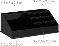 Relaxdays Make-up Organizer - Tweedelig - Cosmetica Opbergdoos + Lippenstift Houder - Zwart -Cosmetica Promotiewinkel 1200x941 3