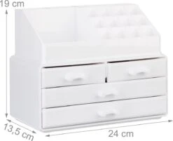 Relaxdays Make-up Organizer - Tweedelig - Cosmetica Opbergdoos - Wit -Cosmetica Promotiewinkel 1200x975 1