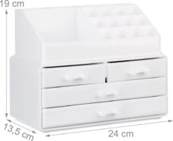 A&K 2in1 Make-up Organizer - 4 Lades Cosmetica Opbergdoos - Kaptafel - Wit -Cosmetica Promotiewinkel 1200x975