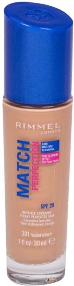 Rimmel London Match Perfection Foundation 301 Warm Honey -Cosmetica Promotiewinkel 312x1200