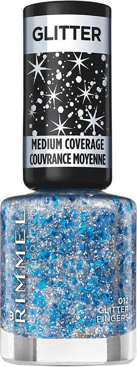 Rimmel London Glitter Medium Coverage Nagellak - Blauw 4 Rimmel London Glitter Medium Coverage Nagellak - Blauw - Afbeelding 2