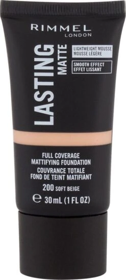 Rimmel London Lasting Matte Foundation - 200 Soft Beige 20 Rimmel London Lasting Matte Foundation - 200 Soft Beige -Cosmetica Promotiewinkel 543x1200