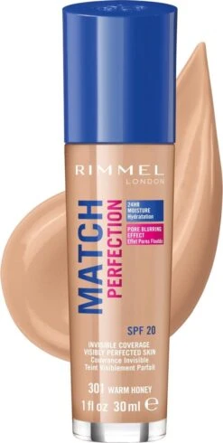 Rimmel London Match Perfection Foundation 301 Warm Honey -Cosmetica Promotiewinkel 605x1200