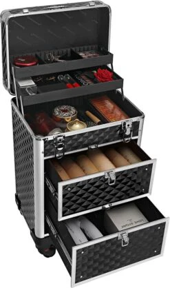 Songmics Kapperskoffer - Cosmetica Trolley - Cosmetica Koffer - Make-up Koffer - Visagie Koffer - Make Up Trolley - Op Wielen - Zwart 15 Songmics Kapperskoffer - Cosmetica Trolley - Cosmetica Koffer - Make-up Koffer - Visagie Koffer - Make Up Trolley - Op Wielen - Zwart -Cosmetica Promotiewinkel 709x1200 3