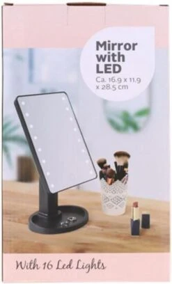 Make-up Spiegel Met LED Verlichting - Ringen Bakje - 16 Lichtpunten - Gilleo -Cosmetica Promotiewinkel 726x1200 2