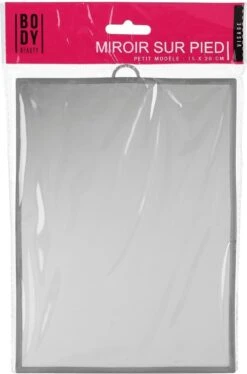 Basic Make-up Spiegel/scheerspiegel Op Standaard Kunststof 18 X 24 Cm Grijs - Badkamer/kaptafel Opmaakspiegels -Cosmetica Promotiewinkel 793x1200