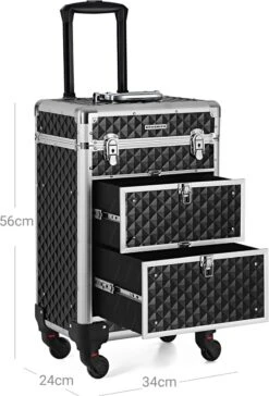 Songmics Kapperskoffer - Cosmetica Trolley - Cosmetica Koffer - Make-up Koffer - Visagie Koffer - Make Up Trolley - Op Wielen - Zwart 13 Songmics Kapperskoffer - Cosmetica Trolley - Cosmetica Koffer - Make-up Koffer - Visagie Koffer - Make Up Trolley - Op Wielen - Zwart -Cosmetica Promotiewinkel 814x1200 1