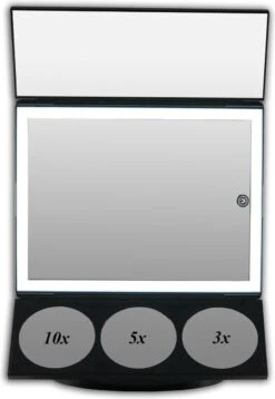 Grote Drieluik LED Make-up Spiegel Touch Knop En Dimmer 1, 3, 5 En 10 Maal Vergroting Inclusief Usb Kabel, Spiegels -Cosmetica Promotiewinkel 829x1200 3