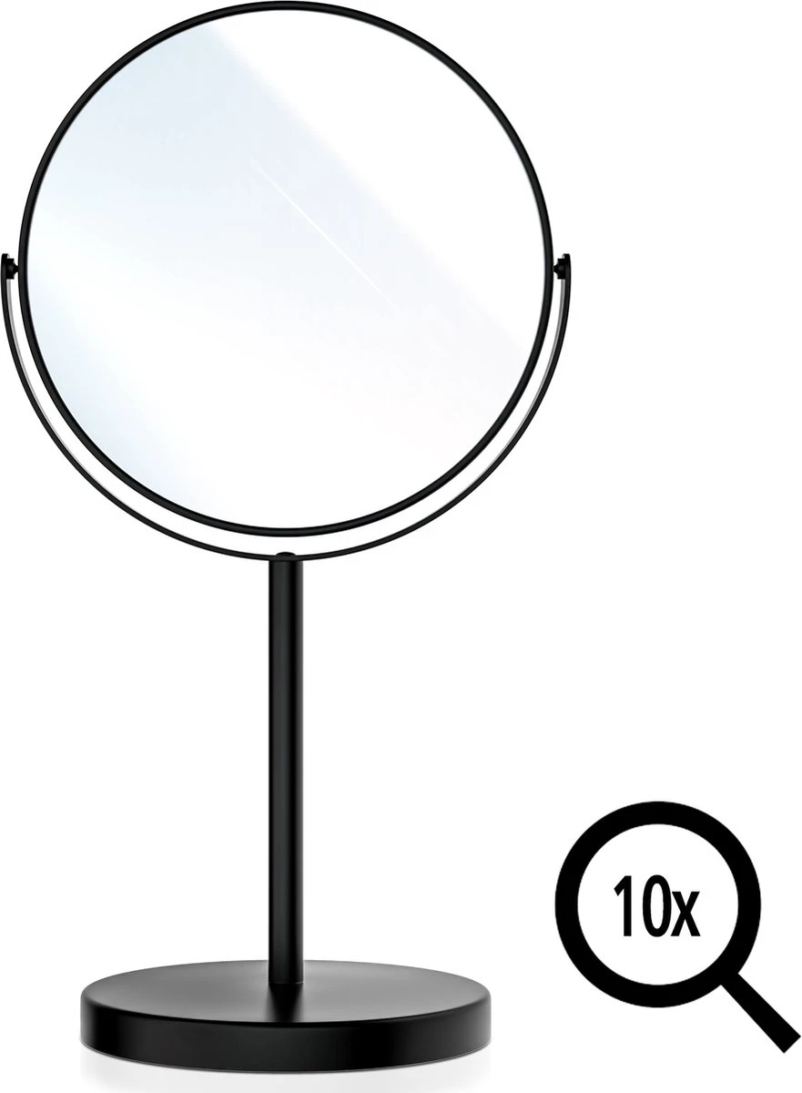 Omliox Make Up En Scheer Spiegel - Ronde Standspiegel - 10x Vergroting - Ø19cm - Mat Zwart 3 Omliox Make Up En Scheer Spiegel - Ronde Standspiegel - 10x Vergroting - Ø19cm - Mat Zwart