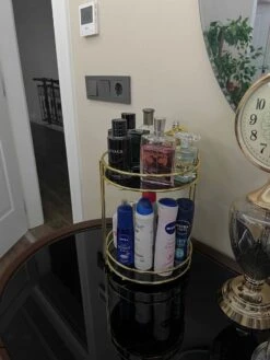 KIARA Badkamer Cosmetische Sieraden Organizer Multifunctionele Organizer 2-Tier Dienblad Catering Goud -Cosmetica Promotiewinkel 902x1200 5