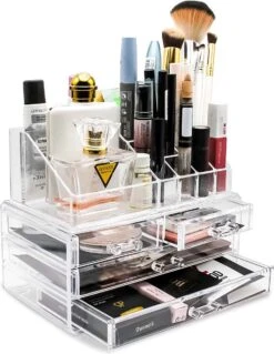 AWEMOZ Make-Up Organizer - Beauty Organizer Voor Make Up - Opbergbox - Opbergdoos Cosmetica - Sieradendoos - 20 Opbergvakken - Nagellak - Lippenstift - Transparant - Cadeau Voor Vrouw