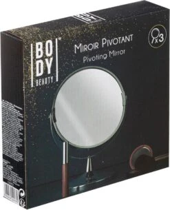 Dubbele Make-up Spiegel/scheerspiegel Op Voet 17 X 23 Cm Zilver - Badkamer Scheerspiegels Op Standaard -Cosmetica Promotiewinkel 971x1200