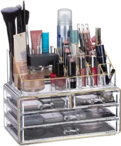 Relaxdays Make-up Organizer - Tweedelig - Cosmetica Opbergdoos - Wit -Cosmetica Promotiewinkel 997x1200 2